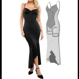 Popilush Mermaid Dress with built-in shapewear Hourglass Corset Black XL NwoT